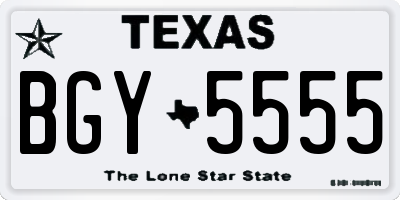 TX license plate BGY5555