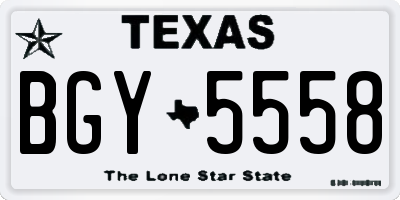 TX license plate BGY5558