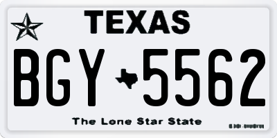 TX license plate BGY5562