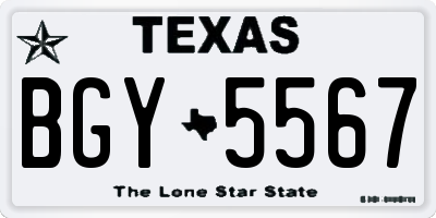 TX license plate BGY5567