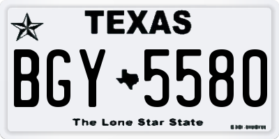 TX license plate BGY5580
