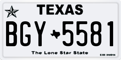 TX license plate BGY5581