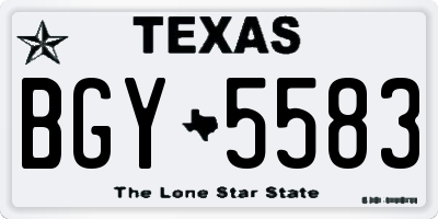 TX license plate BGY5583