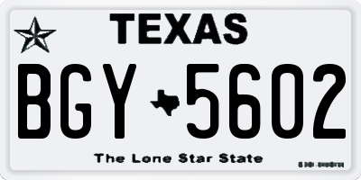 TX license plate BGY5602