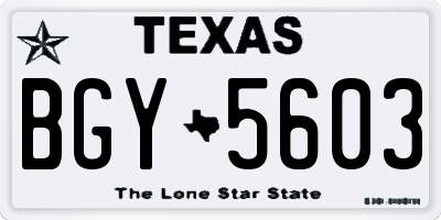 TX license plate BGY5603