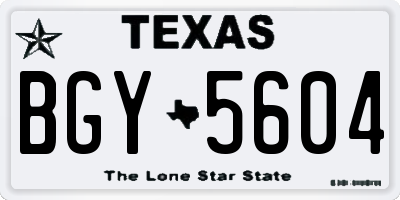 TX license plate BGY5604