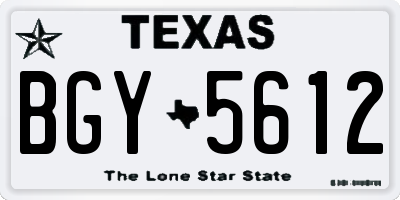 TX license plate BGY5612