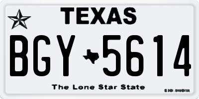 TX license plate BGY5614