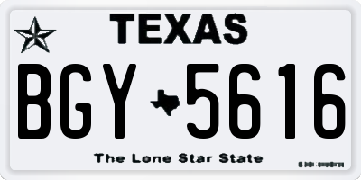 TX license plate BGY5616