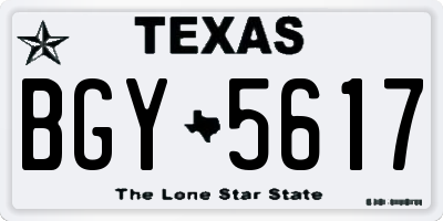 TX license plate BGY5617