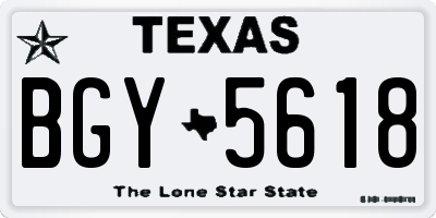 TX license plate BGY5618