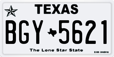 TX license plate BGY5621