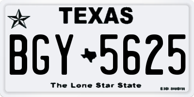 TX license plate BGY5625