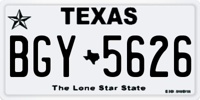TX license plate BGY5626