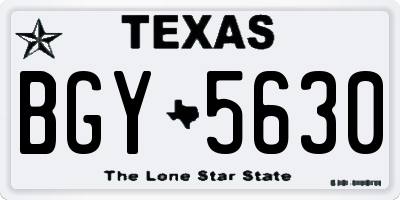 TX license plate BGY5630