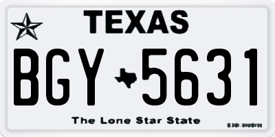 TX license plate BGY5631