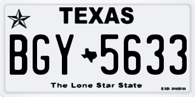 TX license plate BGY5633
