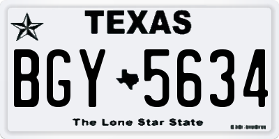 TX license plate BGY5634