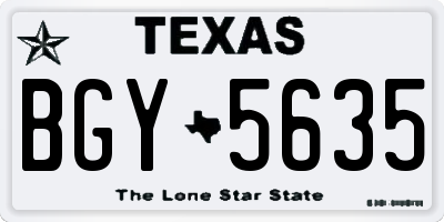 TX license plate BGY5635