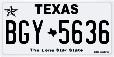 TX license plate BGY5636