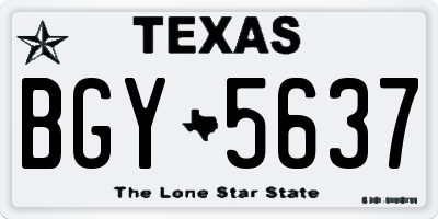 TX license plate BGY5637