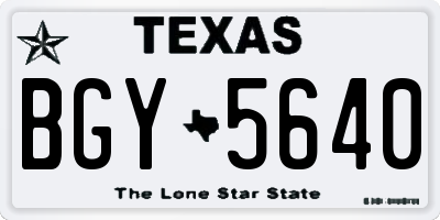 TX license plate BGY5640