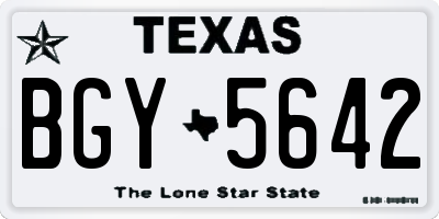 TX license plate BGY5642