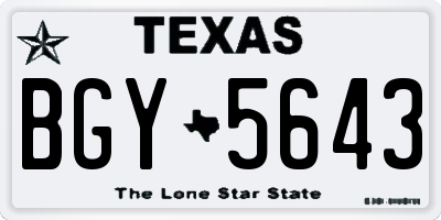 TX license plate BGY5643