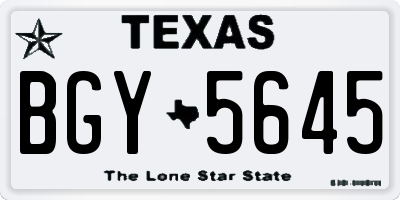 TX license plate BGY5645