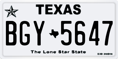 TX license plate BGY5647