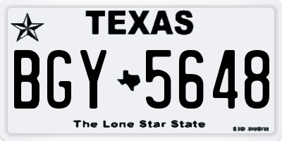 TX license plate BGY5648
