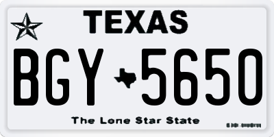 TX license plate BGY5650