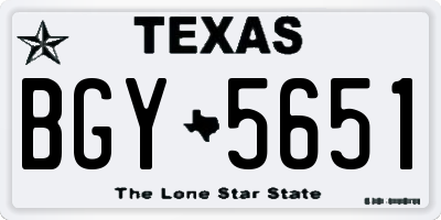 TX license plate BGY5651