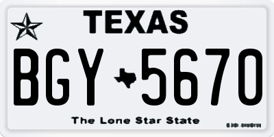 TX license plate BGY5670