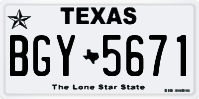 TX license plate BGY5671