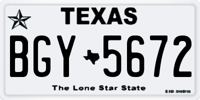 TX license plate BGY5672