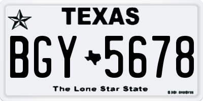 TX license plate BGY5678