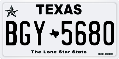TX license plate BGY5680