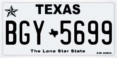 TX license plate BGY5699
