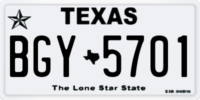 TX license plate BGY5701