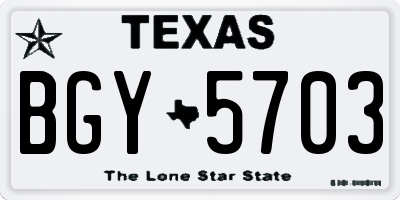 TX license plate BGY5703