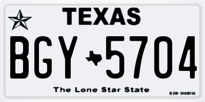 TX license plate BGY5704