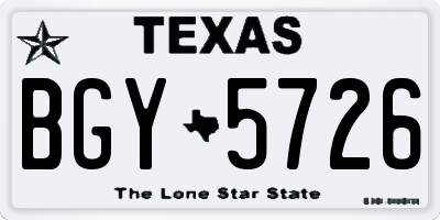 TX license plate BGY5726