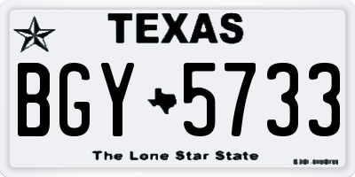 TX license plate BGY5733
