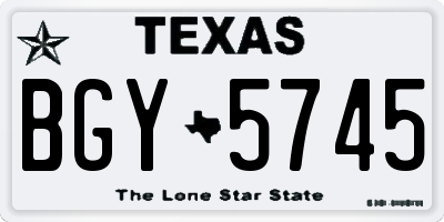 TX license plate BGY5745