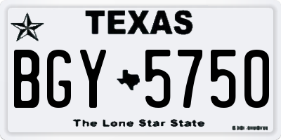 TX license plate BGY5750