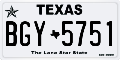 TX license plate BGY5751