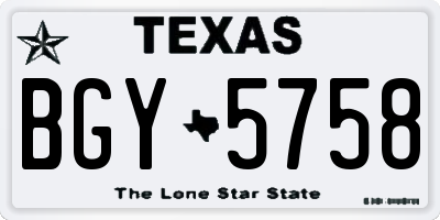 TX license plate BGY5758