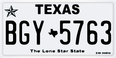 TX license plate BGY5763