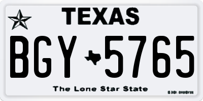 TX license plate BGY5765